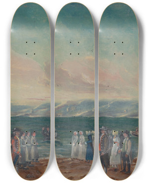 Triptych art skateboard deck of William P Chappel Baptism by William P Chappel (1801-1878)