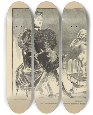Triptych art skateboard deck of Charles Dana Gibson Extract From The Will_2 by Charles Dana Gibson (1867-1944)