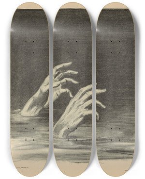 Triptych art skateboard deck of Charles Dana Gibson In The Swim_2 by Charles Dana Gibson (1867-1944)