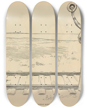 Triptych art skateboard deck of Charles Dana Gibson Monday Morning_2 by Charles Dana Gibson (1867-1944)