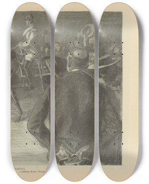 Triptych art skateboard deck of Charles Dana Gibson Rudolph Rassendyllanthony Hopes Prisoner Of Zenda by Charles Dana Gibson (1867-1944)