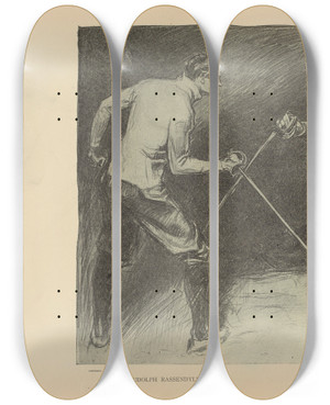 Triptych art skateboard deck of Charles Dana Gibson Rudolph Rassendyll Rupert Of Hentzau by Charles Dana Gibson (1867-1944)