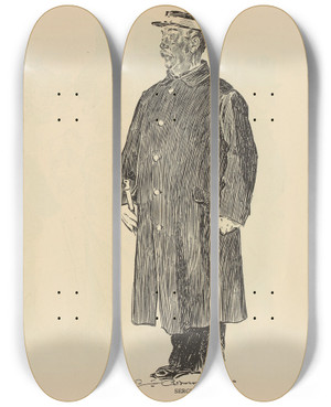 Triptych art skateboard deck of Charles Dana Gibson Sergeant Charley_2 by Charles Dana Gibson (1867-1944)