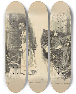 Triptych art skateboard deck of Charles Dana Gibson Social Pastimes_2 by Charles Dana Gibson (1867-1944)
