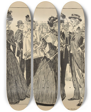 Triptych art skateboard deck of Charles Dana Gibson Some Professional People_2 by Charles Dana Gibson (1867-1944)
