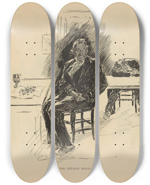 Triptych art skateboard deck of Charles Dana Gibson The Chateau Rouge_2 by Charles Dana Gibson (1867-1944)