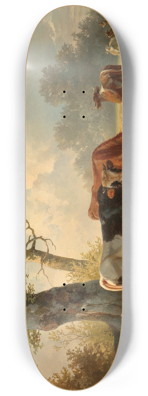 Edmund Mahlknecht - Grazing Cows by the Water 8.25 inch art skate deck