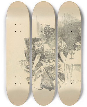 Triptych art skateboard deck of Charles Dana Gibson Untitled_28 by Charles Dana Gibson (1867-1944)