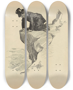 Triptych art skateboard deck of Charles Dana Gibson Untitled_49 by Charles Dana Gibson (1867-1944)