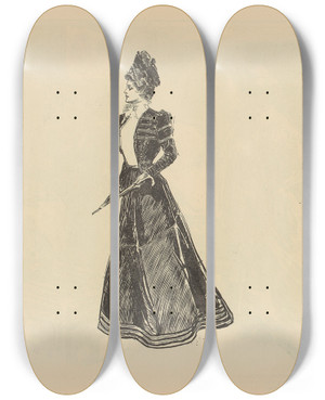 Triptych art skateboard deck of Charles Dana Gibson Untitled_52 by Charles Dana Gibson (1867-1944)