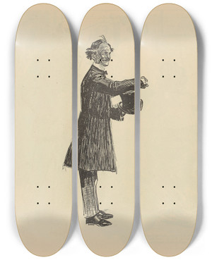 Triptych art skateboard deck of Charles Dana Gibson Untitled_54 by Charles Dana Gibson (1867-1944)