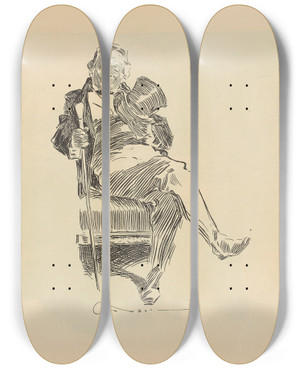 Triptych art skateboard deck of Charles Dana Gibson Untitled_66 by Charles Dana Gibson (1867-1944)