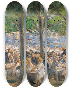 Triptych art skateboard deck of Max Liebermann Gartenlokal An Der Havel Unter Bumen Beer Garden Near The Havel Under Trees by Max Liebermann (1847-1935)