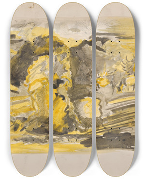 Triptych art skateboard deck of Arnold Peter Weiszkubnan Potato Picking by Arnold Peter Weisz-Kubnan (1898-1944)