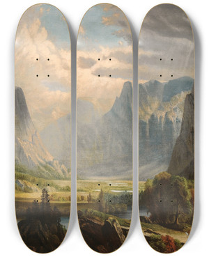 Triptych art skateboard deck of School Of Thomas Hill Valley Landscape by School Of Thomas Hill (1829-1908) Triptych art skateboard deck of School Of Thomas Hill Valley Landscape by School Of Thomas Hill (1829-1908)