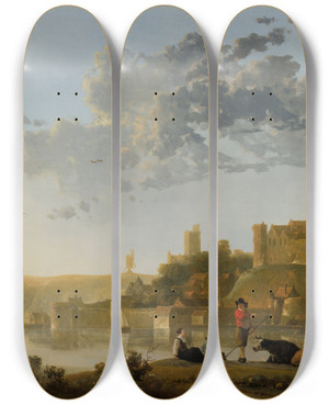 Triptych art skateboard deck of Aelbert Cuyp The Valkhof At Nijmegen by Aelbert Cuyp (1620-1691)