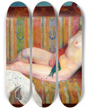 Triptych art skateboard deck of Wojciech Weiss Model by Wojciech Weiss (1875-1950)
