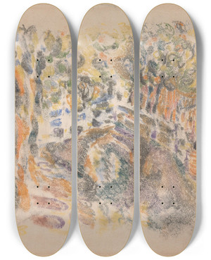 Triptych art skateboard deck of Jules Schmalzigaug Canal With Bridge by Jules Schmalzigaug (1882-1917)