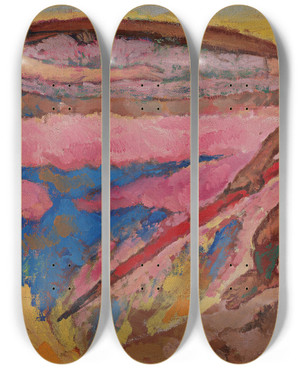 Triptych art skateboard deck of Koloman Moser Wotan And Brnhilde by Koloman Moser (1868-1918)