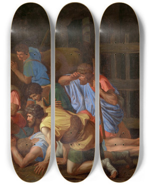 Triptych art skateboard deck of Nicolas Poussin The Adoration Of Theshepherds by Nicolas Poussin (1594-1665)