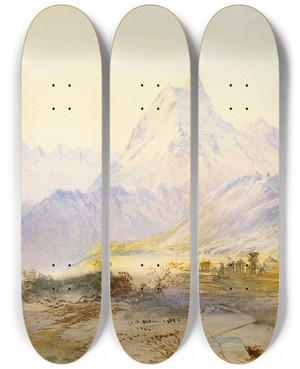 Triptych art skateboard deck of John Gully Mount Cook_1 by John Gully (1819-1888)