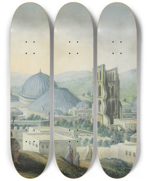 Triptych art skateboard deck of Luigi Mayer Jerusalem With The Church And Bell Tower Of The Sepulchre by Luigi Mayer (1755-1803) Triptych art skateboard deck of Luigi Mayer Jerusalem With The Church And Bell Tower Of The Sepulchre by Luigi Mayer (1755-1803)