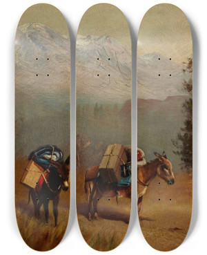 Triptych art skateboard deck of Richard Tallant The Prospector by Richard Tallant (1853-1934)