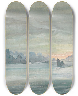 Triptych art skateboard deck of Alexandre Jacovleff Ha Long Bay Vietnam by Alexandre Jacovleff (1887-1938)