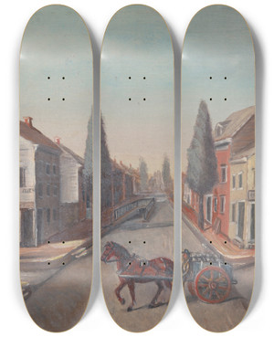Triptych art skateboard deck of William P Chappel The Sewer by William P Chappel (1801-1878)