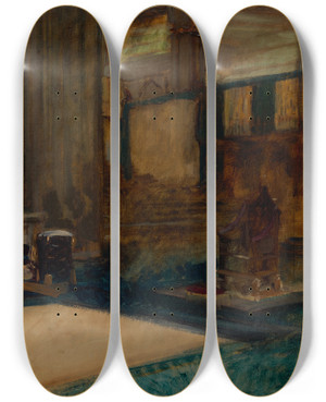 Triptych art skateboard deck of Edwin Austin Abbey Interior Study Of Westminster Abbey For The Coronation Of King Edward Vii by Edwin Austin Abbey (1852-1911)