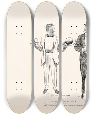 Triptych art skateboard deck of Charles Dana Gibson At Three In The Afternoon_1 by Charles Dana Gibson (1867-1944)