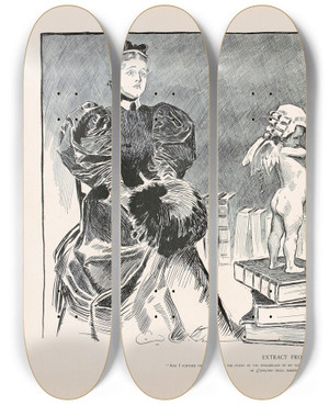 Triptych art skateboard deck of Charles Dana Gibson Extract From The Will_1 by Charles Dana Gibson (1867-1944)