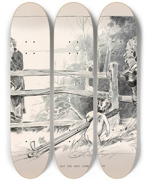 Triptych art skateboard deck of Charles Dana Gibson Golf Is Not The Only Game On Earth_1 by Charles Dana Gibson (1867-1944)