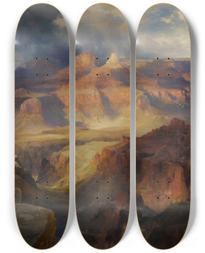 Triptych art skateboard deck of Thomas Moran Grand Canyon Arizona by Thomas Moran (1837-1926)
