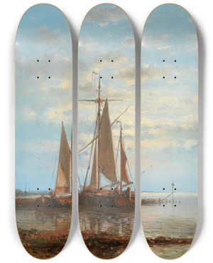 Triptych art skateboard deck of Abraham Hulk Sailing Boats On Rough Seas_2 by Abraham Hulk (1813-1897) Triptych art skateboard deck of Abraham Hulk Sailing Boats On Rough Seas_2 by Abraham Hulk (1813-1897)