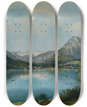 Triptych art skateboard deck of Thomas Ender Der Altausseersee Mit Dem Dachstein by Thomas Ender (1793-1875)