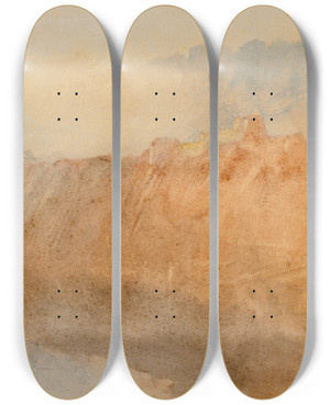 Triptych art skateboard deck of Joseph Mallord William Turner The Fortress Of Ehrenbreitstein From Across The Rhine by Joseph Mallord William Turner (1775-1851)