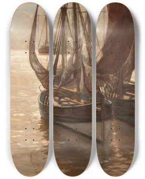 Triptych art skateboard deck of Erwin Carl Wilhelm Gnther Boats In The Harbour by Erwin Carl Wilhelm Gunther (1864-1927) Triptych art skateboard deck of Erwin Carl Wilhelm Gnther Boats In The Harbour by Erwin Carl Wilhelm Gunther (1864-1927)