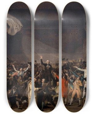 Triptych art skateboard deck of Jacques Louis David Serment Du Jeu De Paume Le 20 Juin 1789 by Jacques Louis David (1748-1825)