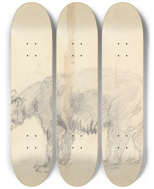 Triptych art skateboard deck of Sawrey Gilpin Study Of A Bear_1 by Sawrey Gilpin (1733-1807)