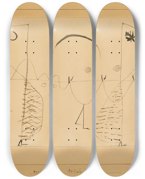 Triptych art skateboard deck of Paul Klee Brder by Paul Klee (1879-1940)