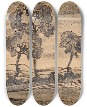 Triptych art skateboard deck of Anny Dollschein Landschaft_2 by Anny Dollschein (1893-1946)