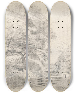 Triptych art skateboard deck of John Constable Coombe Wood by John Constable (1776-1837)