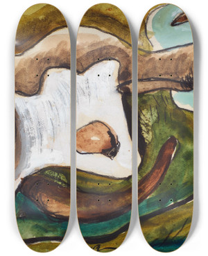 Triptych art skateboard deck of Arthur Dove Study For Goat by Arthur Dove (1880-1946)