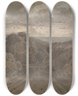 Triptych art skateboard deck of George Barret Jr Approach To Hastings by George Barret Jr (1767-1842) Triptych art skateboard deck of George Barret Jr Approach To Hastings by George Barret Jr (1767-1842)