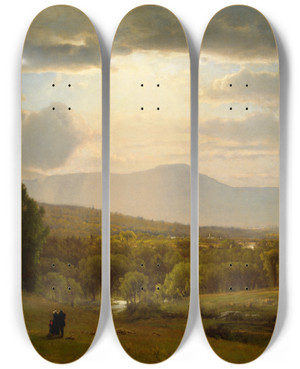 Triptych art skateboard deck of George Inness Catskill Mountains by George Inness (1825-1894)