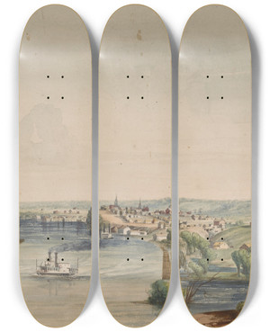Triptych art skateboard deck of John Mix Stanley Saint Paul Mt Montanaterritory by John Mix Stanley (1814-1872)