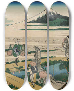 Triptych art skateboard deck of Katsushika Hokusai Ssh Nakahara by Katsushika Hokusai (1760-1849)