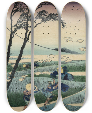 Triptych art skateboard deck of Katsushika Hokusai Sunsh Ejiri by Katsushika Hokusai (1760-1849)