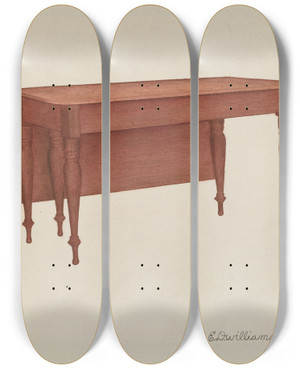 Triptych art skateboard deck of Edward D Williams Table Dining by Edward D Williams